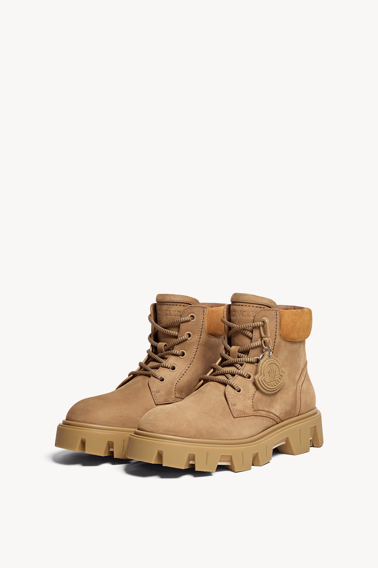 Peak City Nubuck & Suede Lace-Up Boots Men Khaki Moncler 4